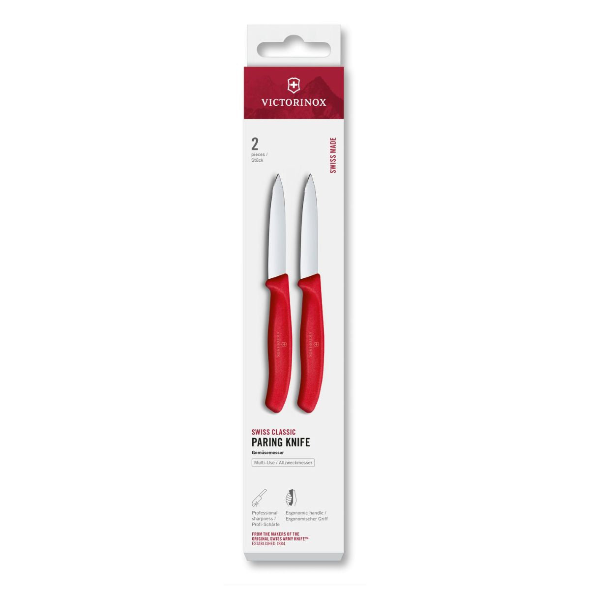 Victorinox Paring Knife 8 cm Red Handle 2 pcs Set Swiss Classic 6.7601.2C1