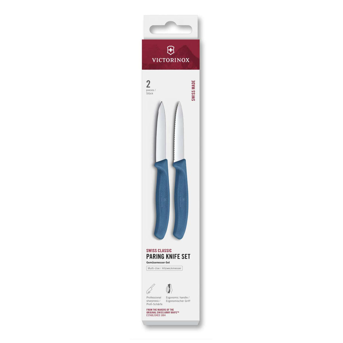 Victorinox Paring Knife 8 cm Blue Handle 2 pcs Set Swiss Classic 6.7692.2C1