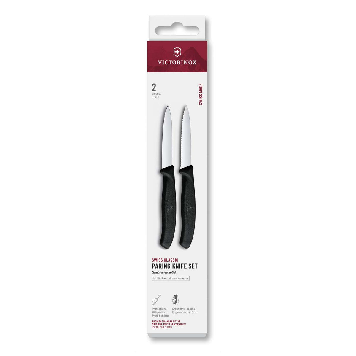 Victorinox Paring Knife 8 cm Black Handle 2 pcs Set Swiss Classic 6.7693.2