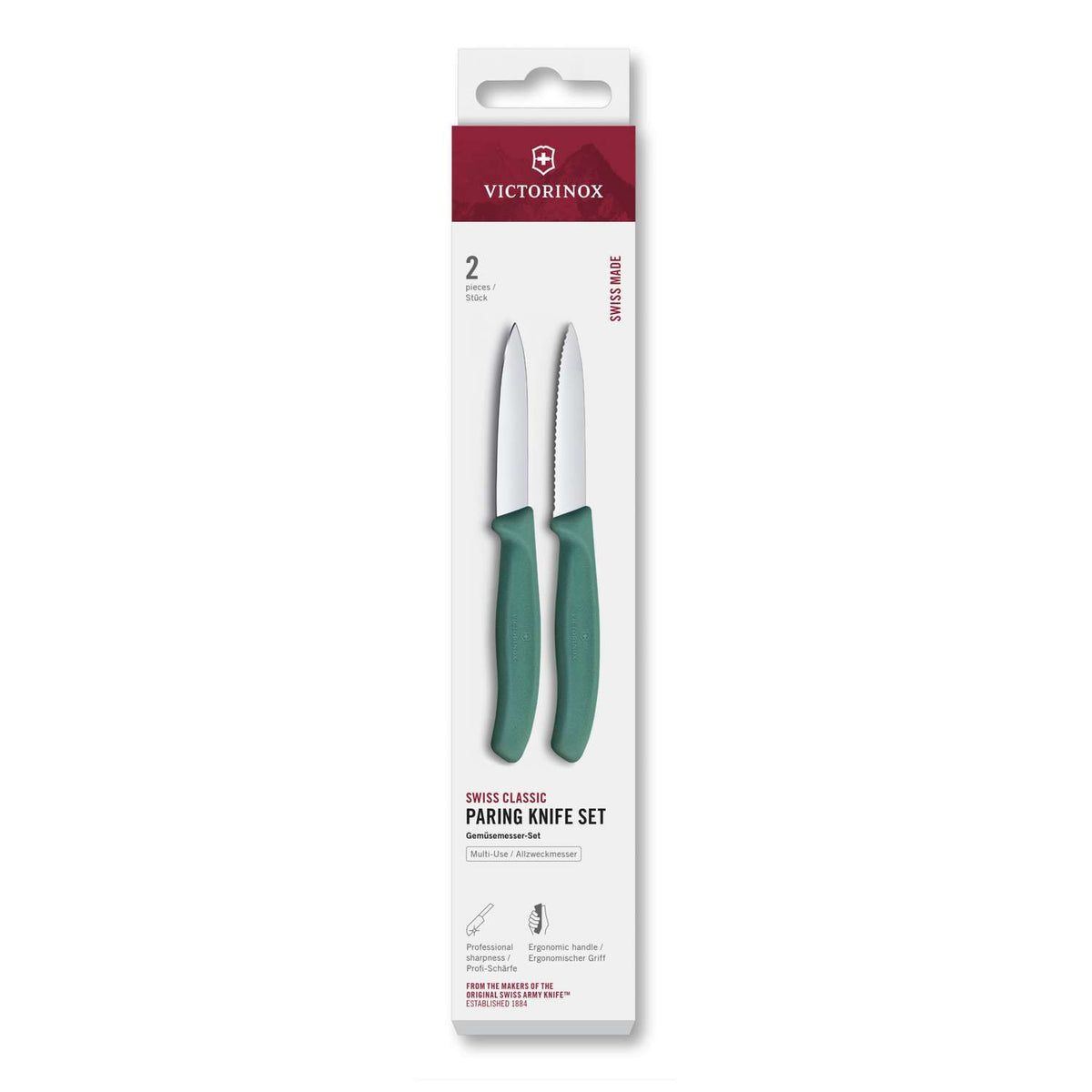 Victorinox Paring Knife 8 cm Green Handle 2 pcs Set Swiss Classic 6.7694.2C1