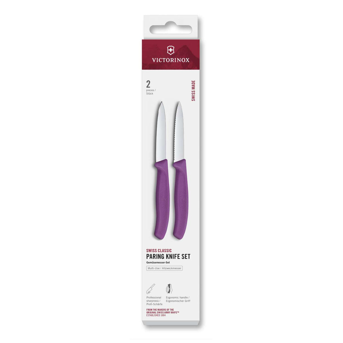 Victorinox Paring Knife 8 cm Purple Handle 2 pcs Set Swiss Classic 6.7695.2C1