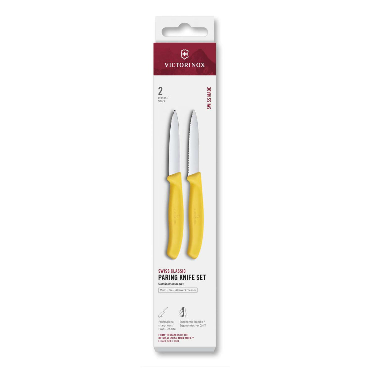Victorinox Paring Knife 8 cm Yellow Handle 2 pcs Set Swiss Classic 6.7698.2C1