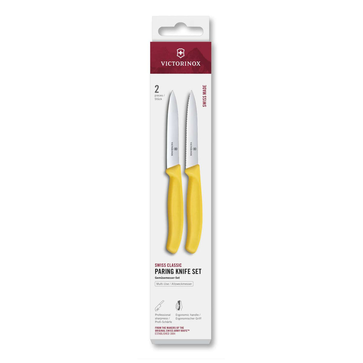 Victorinox Kitchen Knives Yellow Handles 10 cm 2 pcs Set Swiss Classic 6.7798.2C1