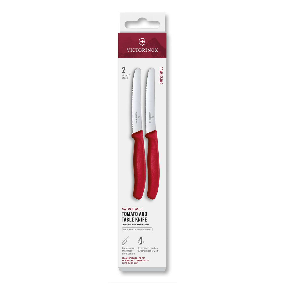 Victorinox Serrated Utility Knife 11 cm Red Handle 2 pcs Set Swiss Classic 6.7831.2C1
