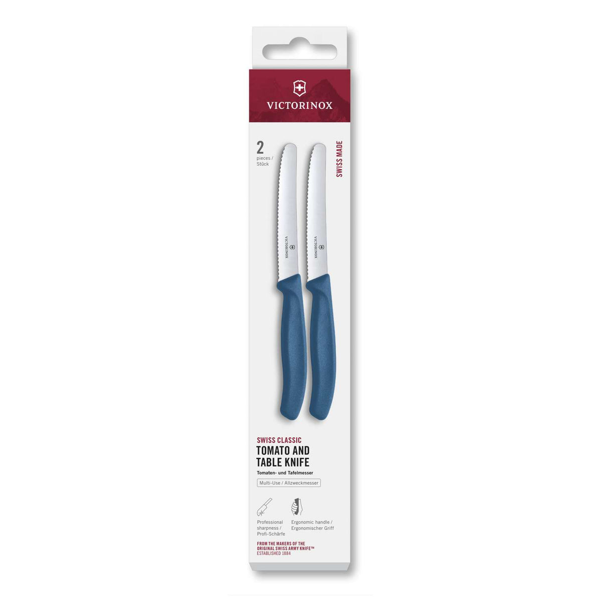 Victorinox Serrated Utility Knife 11 cm Blue Handle 2 pcs Set Swiss Classic 6.7832.2C1