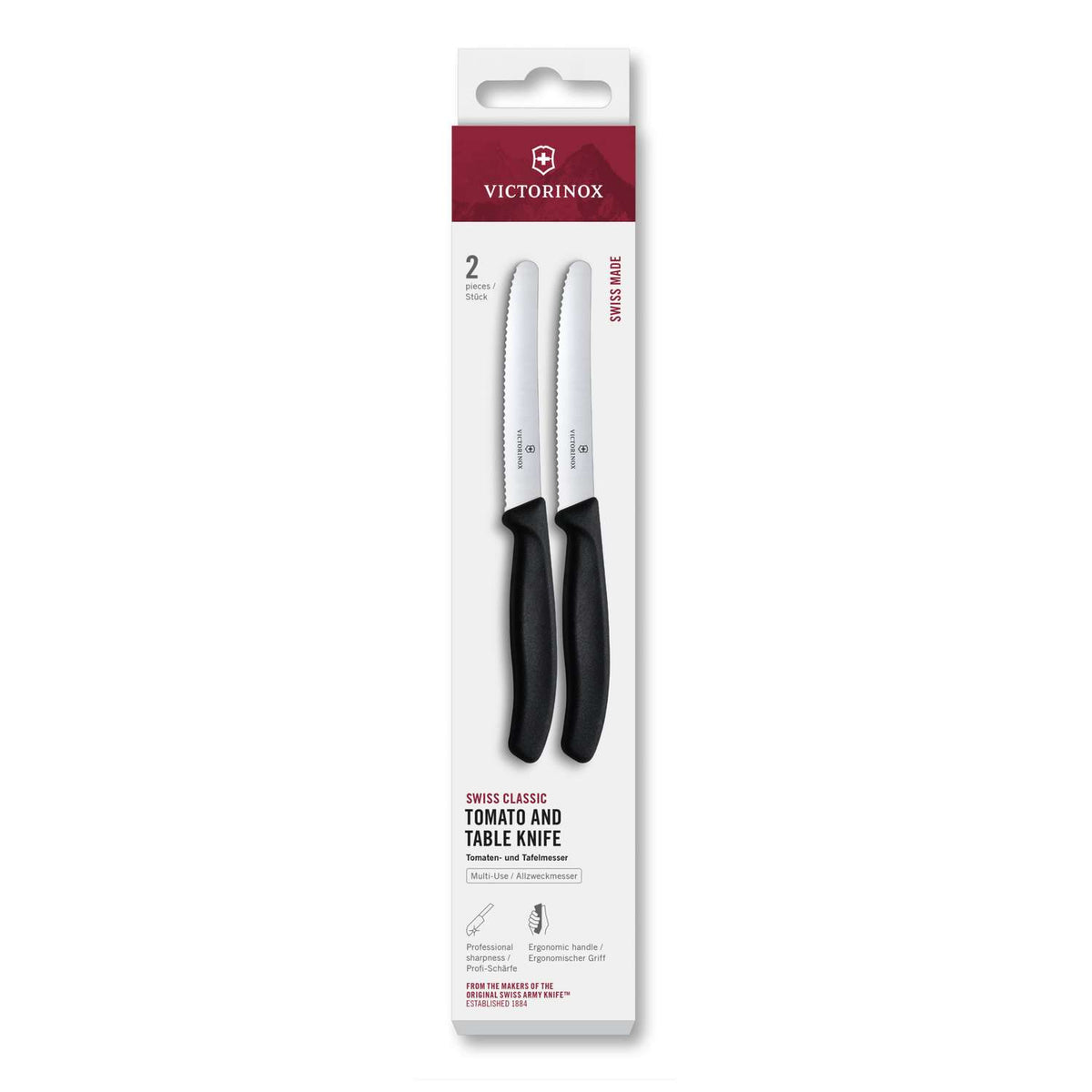 Victorinox Serrated Utility Knife 11 cm Black Handle 2 pcs Set Swiss Classic 6.7833.2