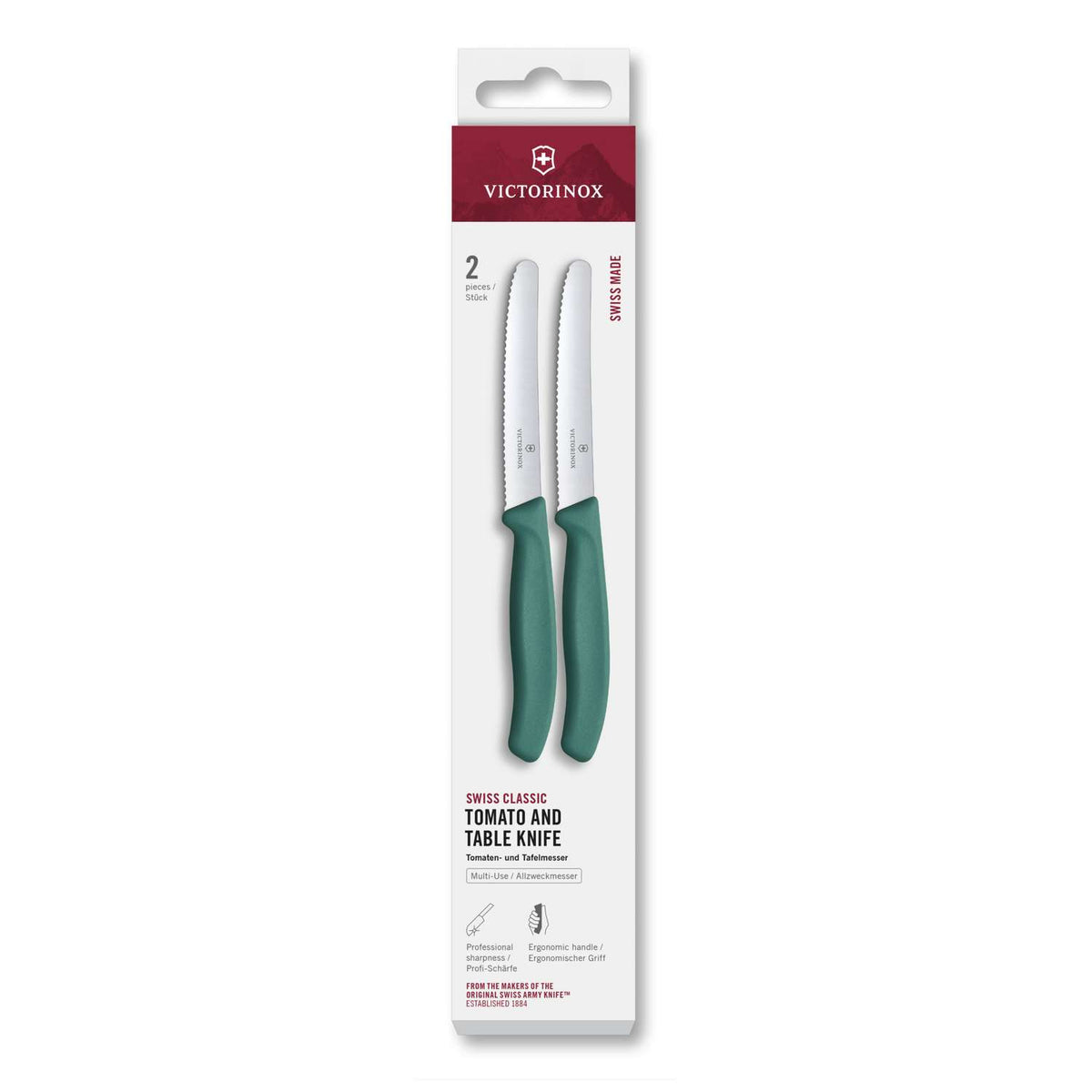 Victorinox Serrated Utility Knife 11 cm Green Handle 2 pcs Set Swiss Classic 6.7834.2C1
