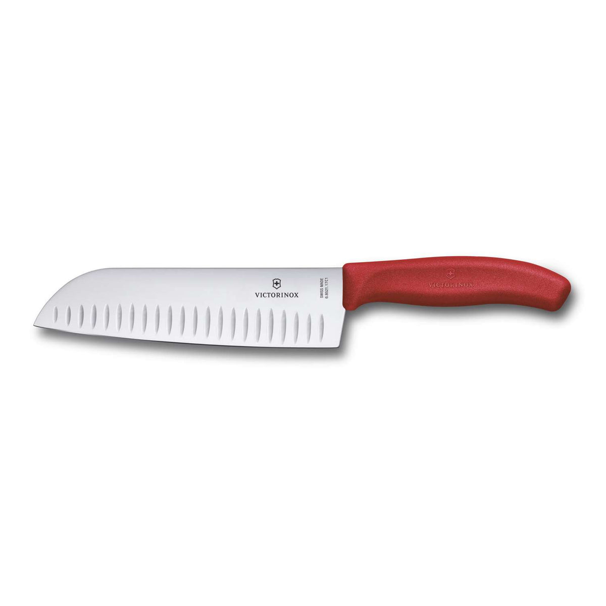 Victorinox Hollow Edge Santoku Knife 17 cm Red Handle Swiss Classic
