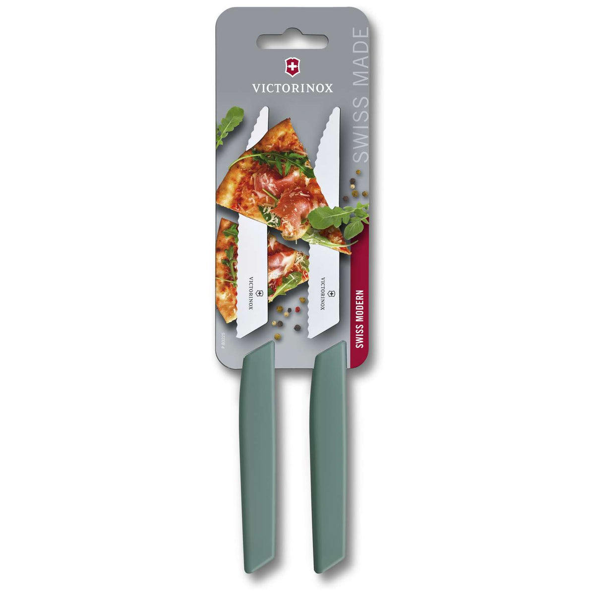 Victorinox Utility Knife 11 cm, Serrated Green Pastel Set 2 pcs Swiss Modern