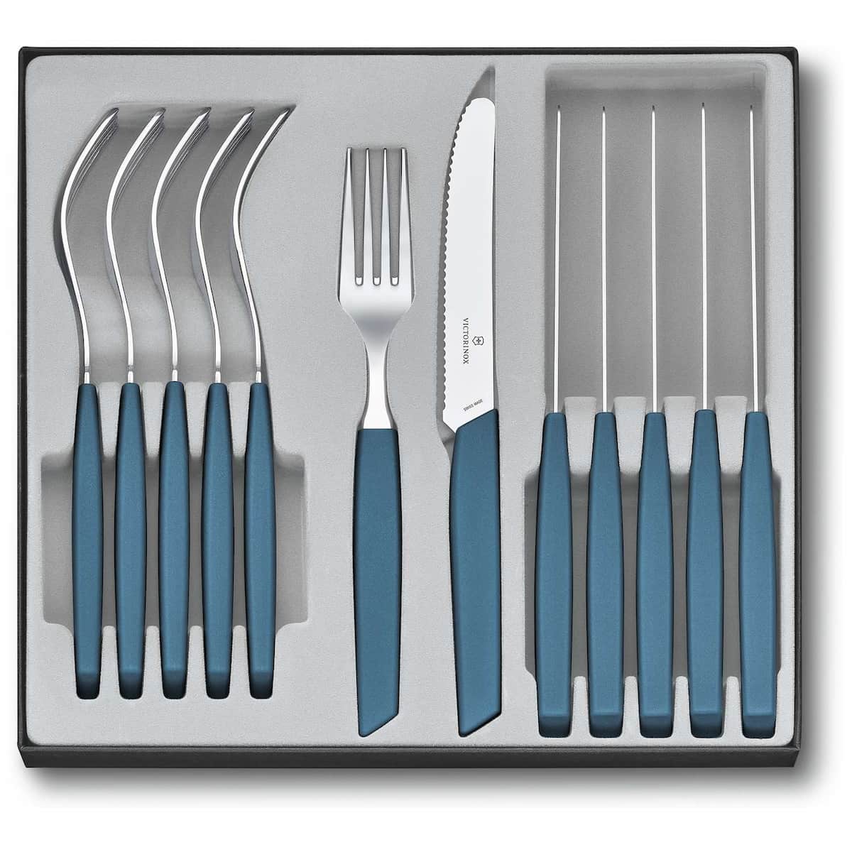 Victorinox Stainless Steel Cutlery Blue Pastel Set 12 pcs Swiss Modern