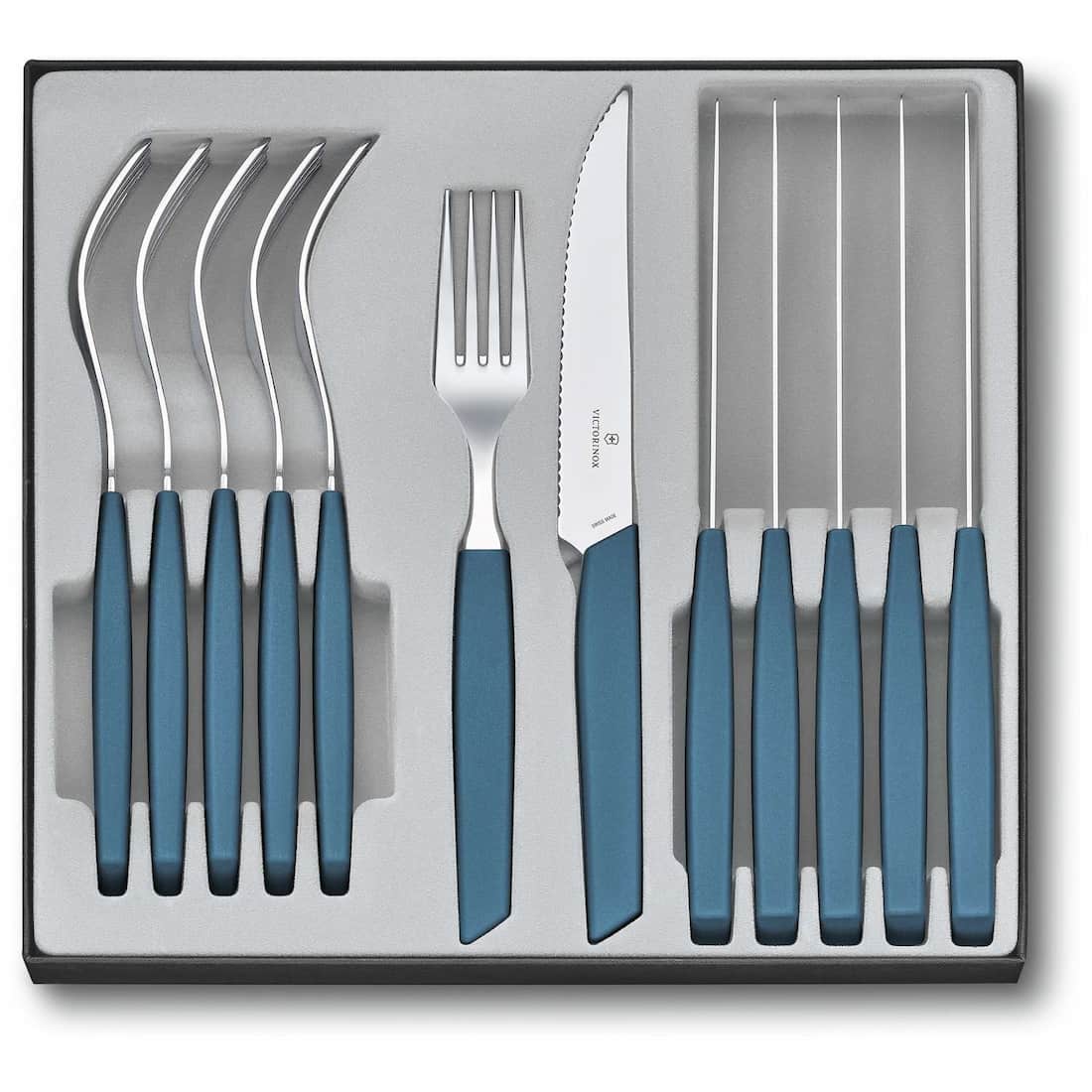 Victorinox Stainless Steel Cutlery Blue Pastel Set 12 pcs Swiss Modern