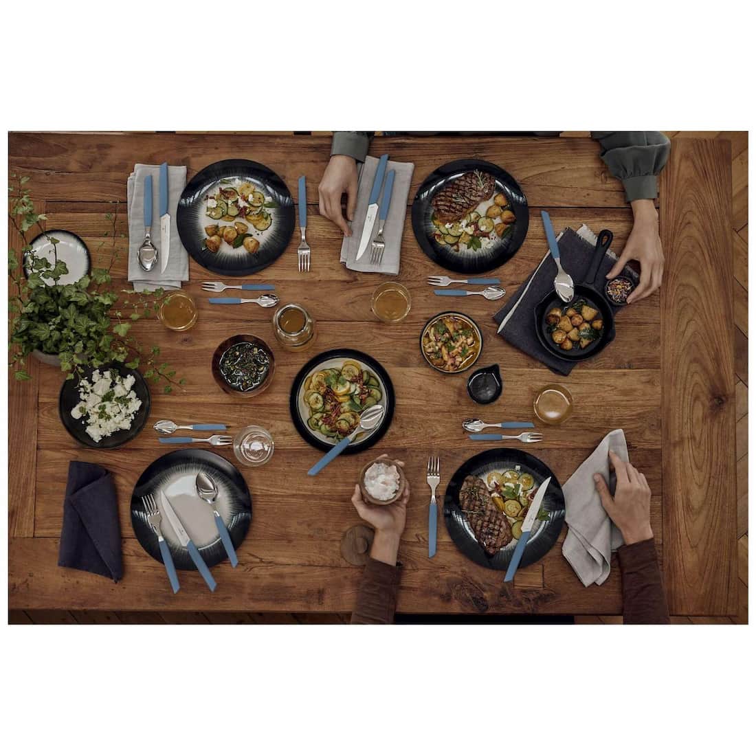 Victorinox Stainless Steel Cutlery Blue Pastel Set 24 pcs Swiss Modern