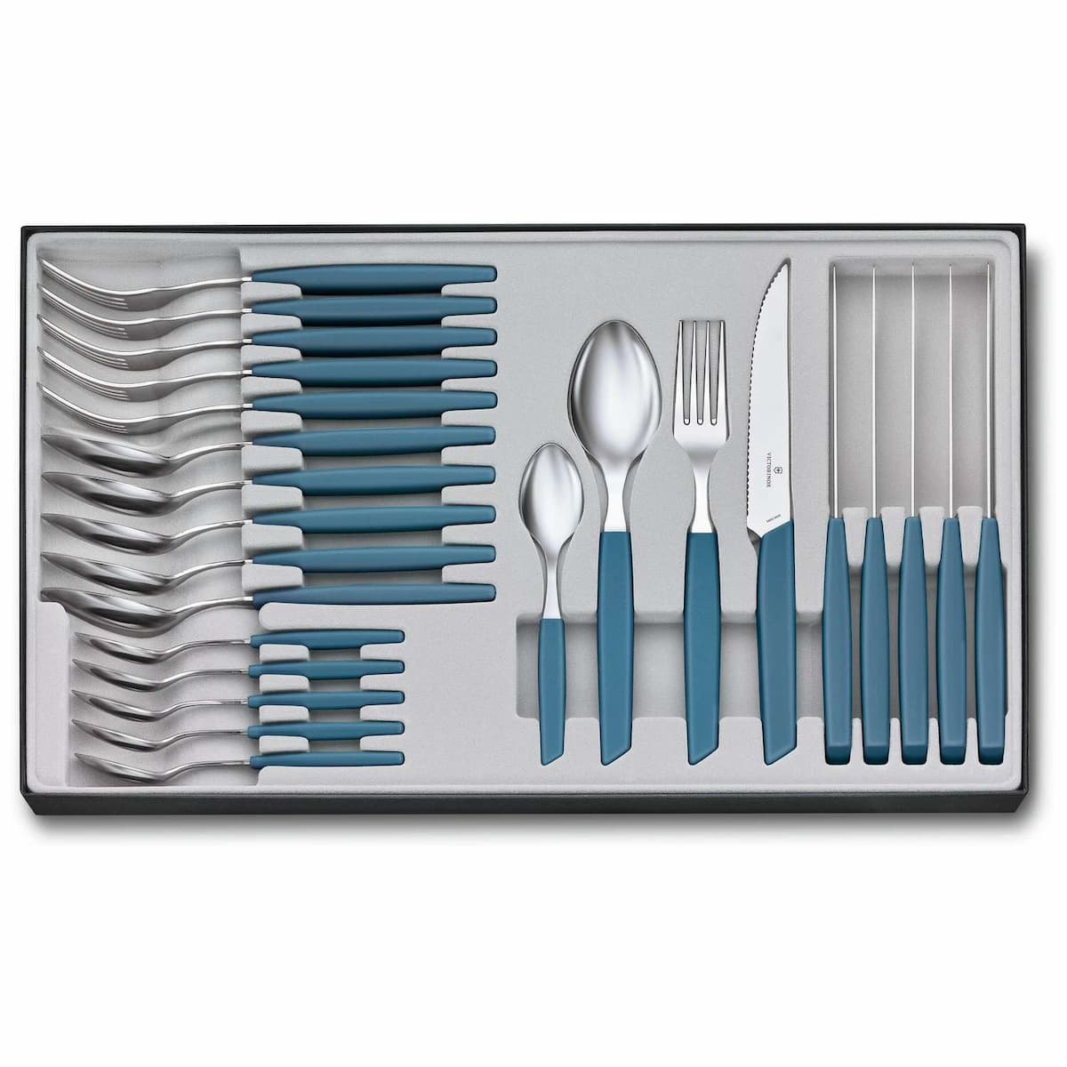 Victorinox Stainless Steel Cutlery Blue Pastel Set 24 pcs Swiss Modern