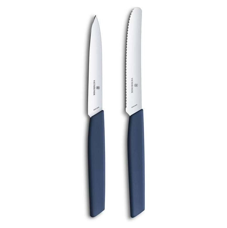Victorinox Kitchen Knives Blue Handles 2 pcs Set Swiss Modern 6.9096.2L3