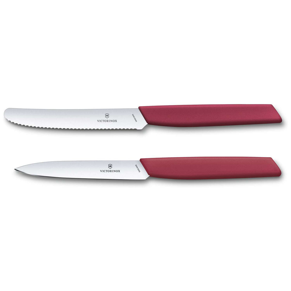 Victorinox Kitchen Knives Red Handles 2 pcs Set Swiss Modern 6.9096.2L4