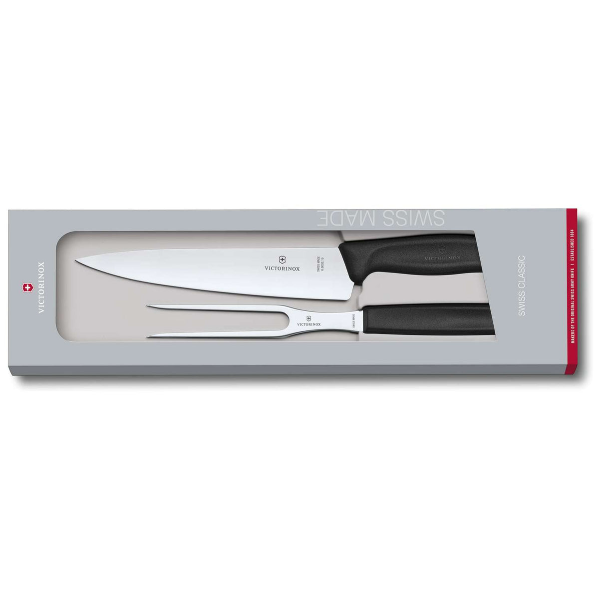 Victorinox Carving Set 2 pcs Black Handles Gift Box Swiss Classic 6.7133.2G