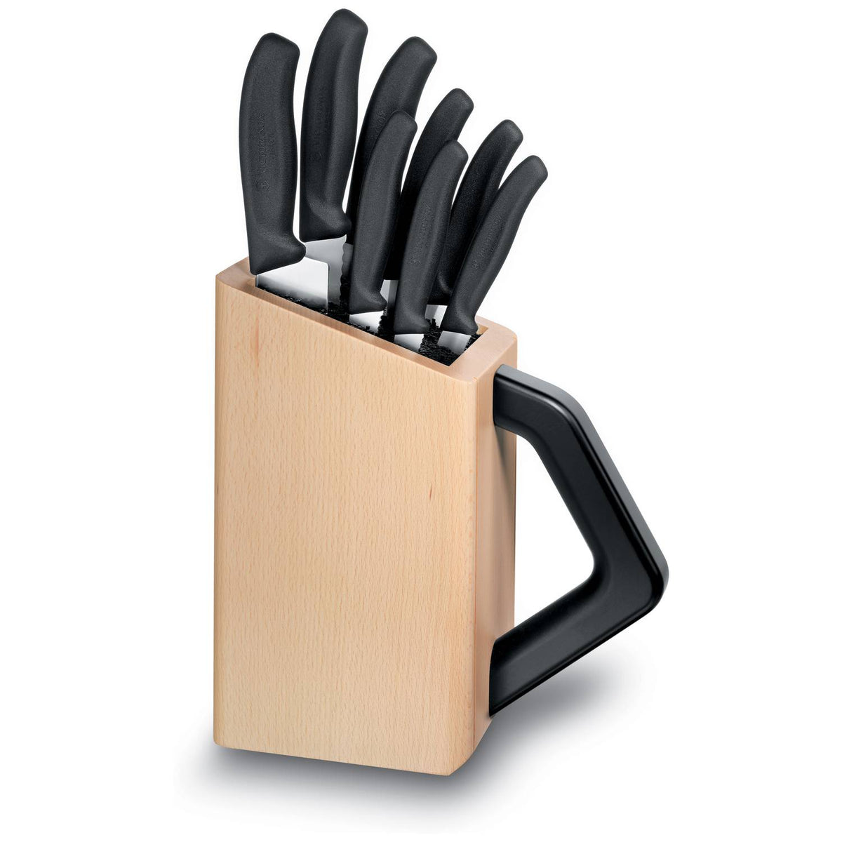 Victorinox Beechwood Knife Block Nylon Inlay 8-Piece Set Swiss Classic 6.7173.8