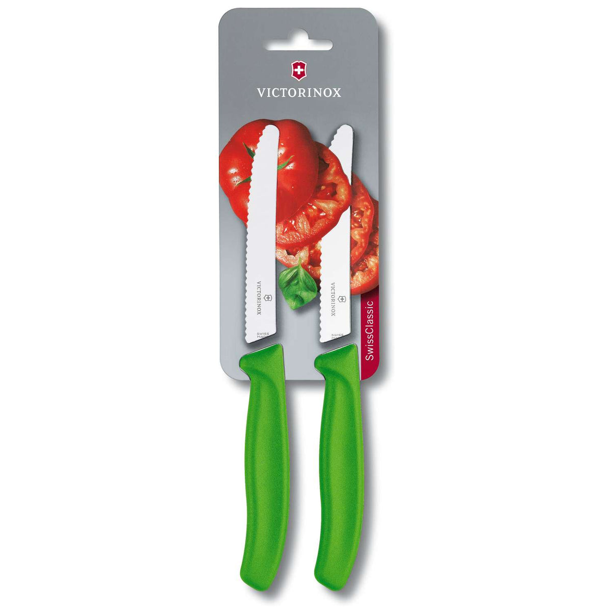 Victorinox Serrated Round Utility Knife 11 cm Green 2-Piece Set Swiss Classic