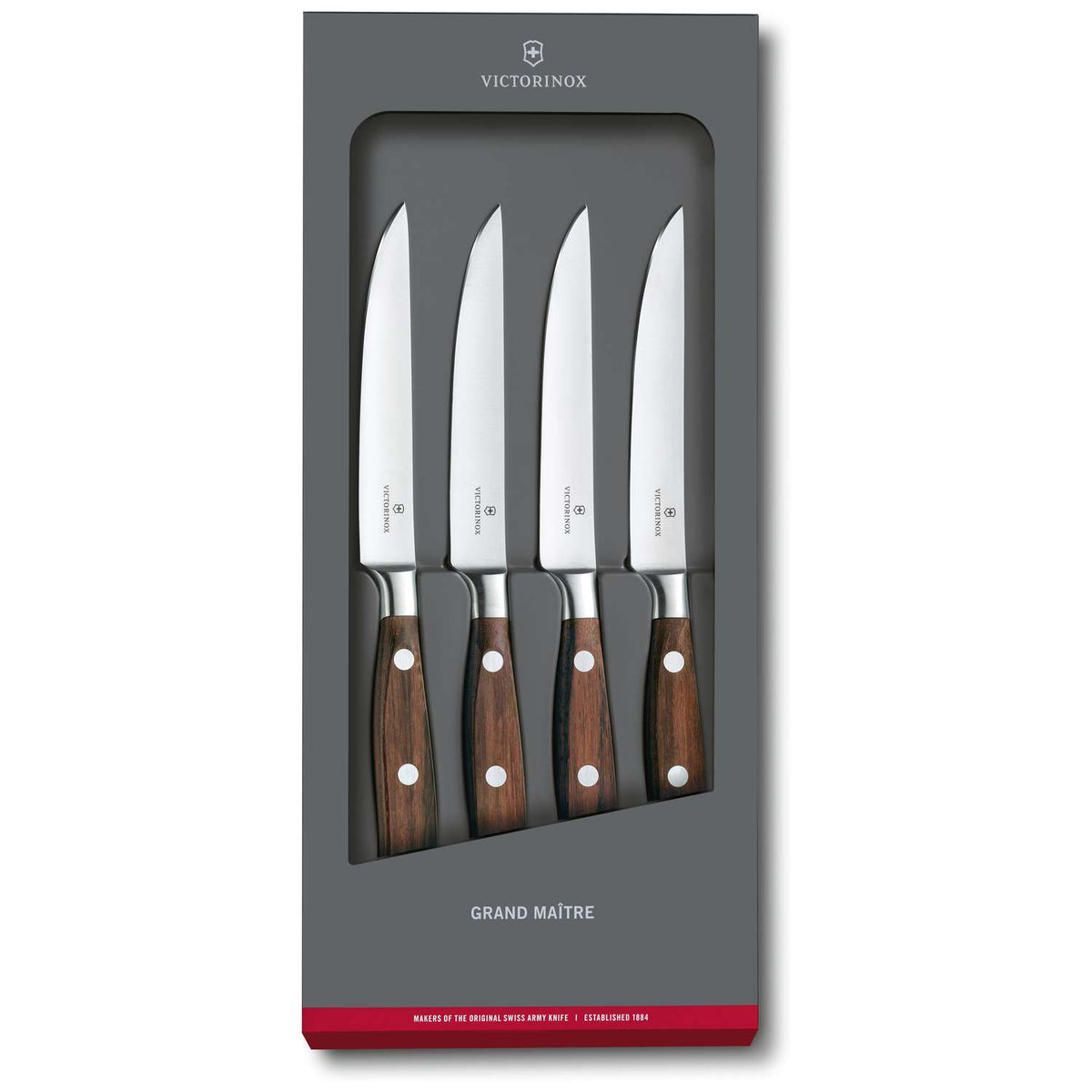 Victorinox Steak Knives 12 cm Wooden Handles set 4 pcs Gift Box Grand Maitre 7.7240.4