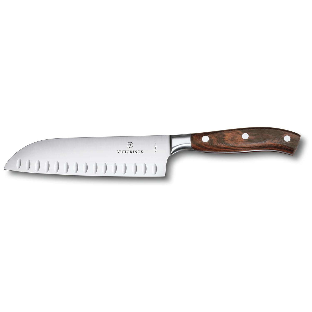 Victorinox Hollow Edge Santoku Knife 17 cm Wooden Handle Gift Box Grand Maitre 7.7320.17G