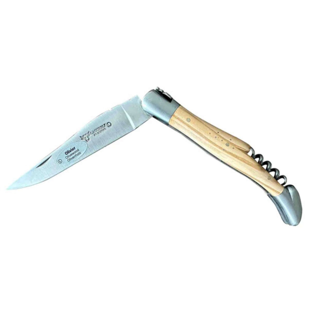 Laguiole en aubrac Folding Knife 12 cm with Corkscrew Olive Wood Handle Laguiole en Aubrac L0312OLIF