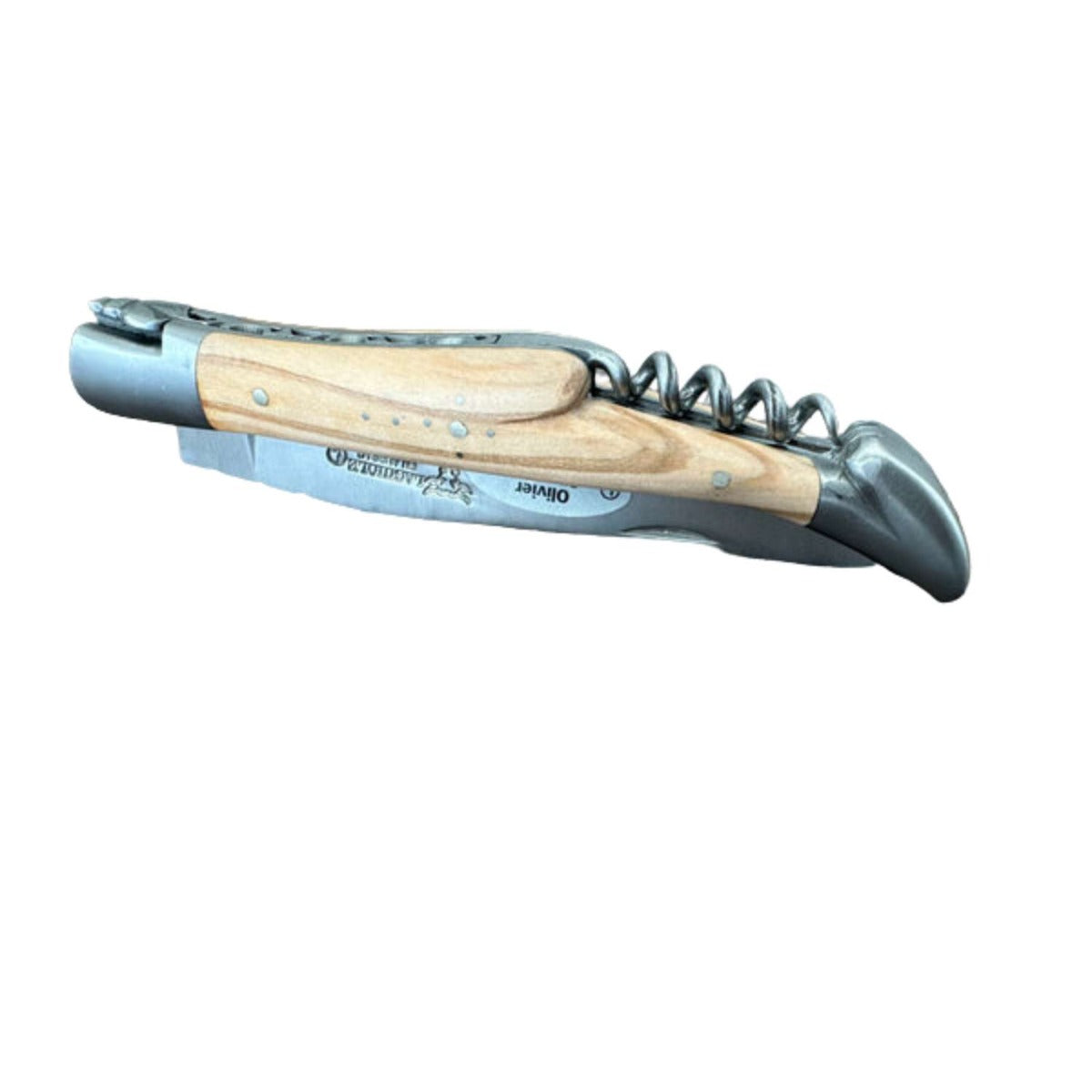 Laguiole en aubrac Folding Knife 12 cm with Corkscrew Olive Wood Handle Laguiole en Aubrac L0312OLIF