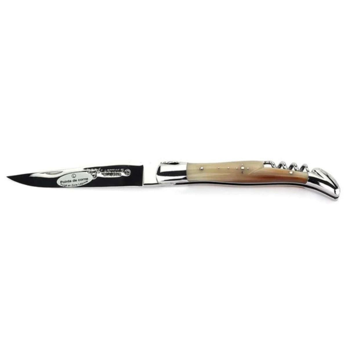 Laguiole en aubrac Folding Knife 12 cm with Corkscrew Solid Horn Handle Laguiole en Aubrac L0312PCIF
