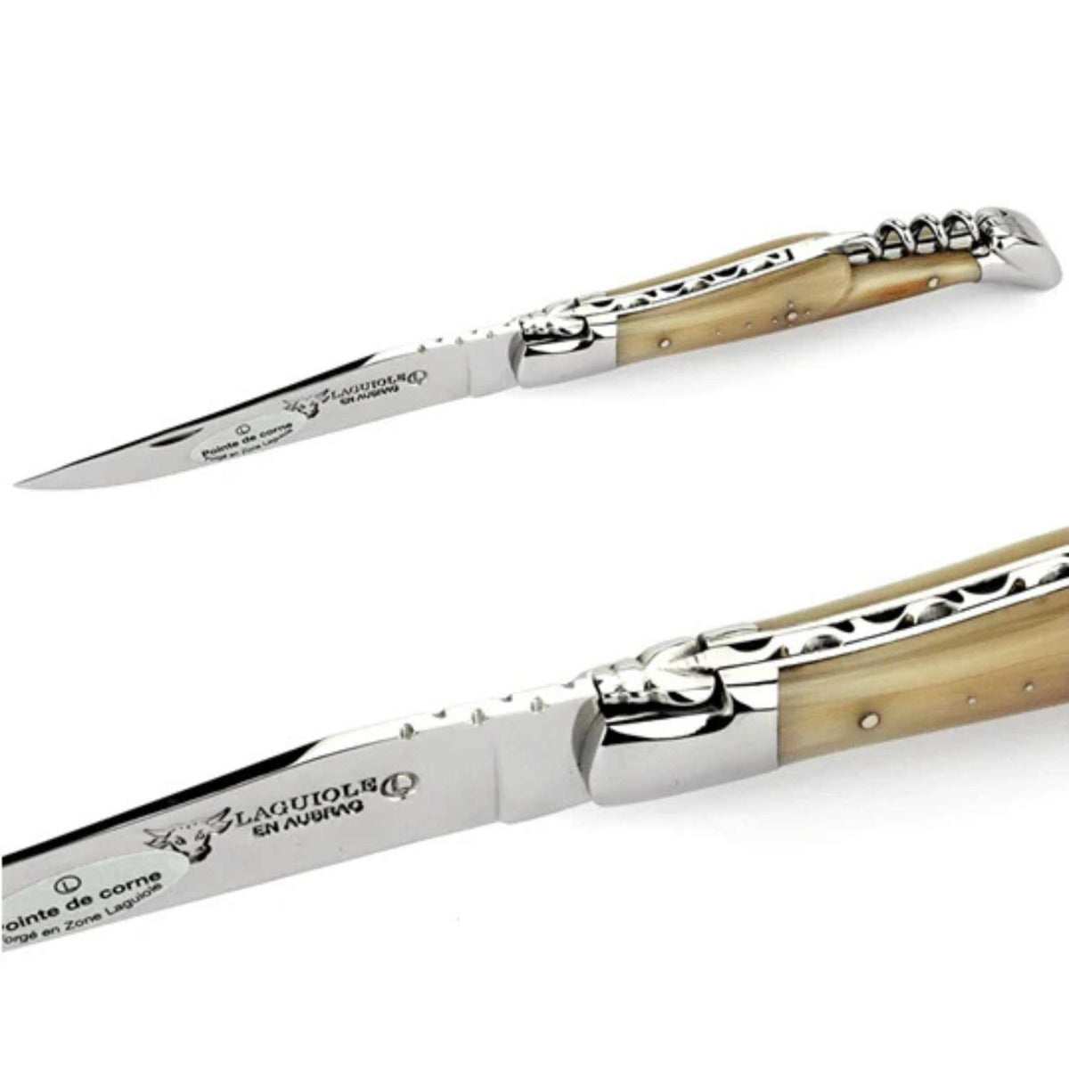 Laguiole en aubrac Folding Knife 12 cm with Corkscrew Solid Horn Handle Laguiole en Aubrac L0312PCIF
