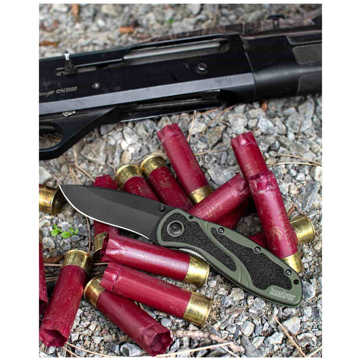 Kershaw Blur Black Ceracote Pocket Knife 9 cm Olive/Black Handle 111 gr 1670OLBLK