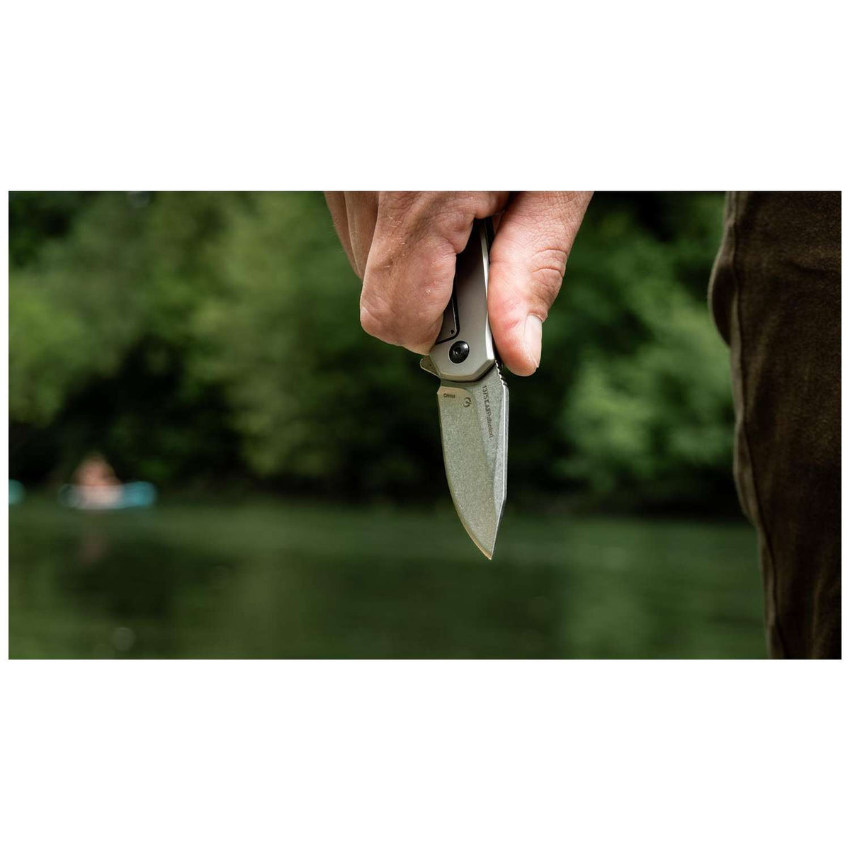Kershaw Valve Stonewashed Pocket Knife 6 cm Silver Handle 85 gr 1375X