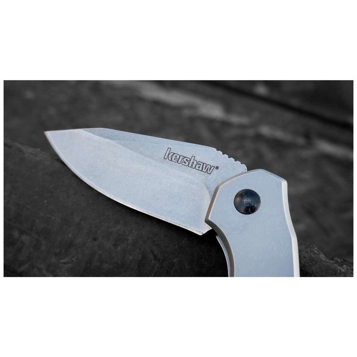 Kershaw Valve Stonewashed Pocket Knife 6 cm Silver Handle 85 gr 1375X