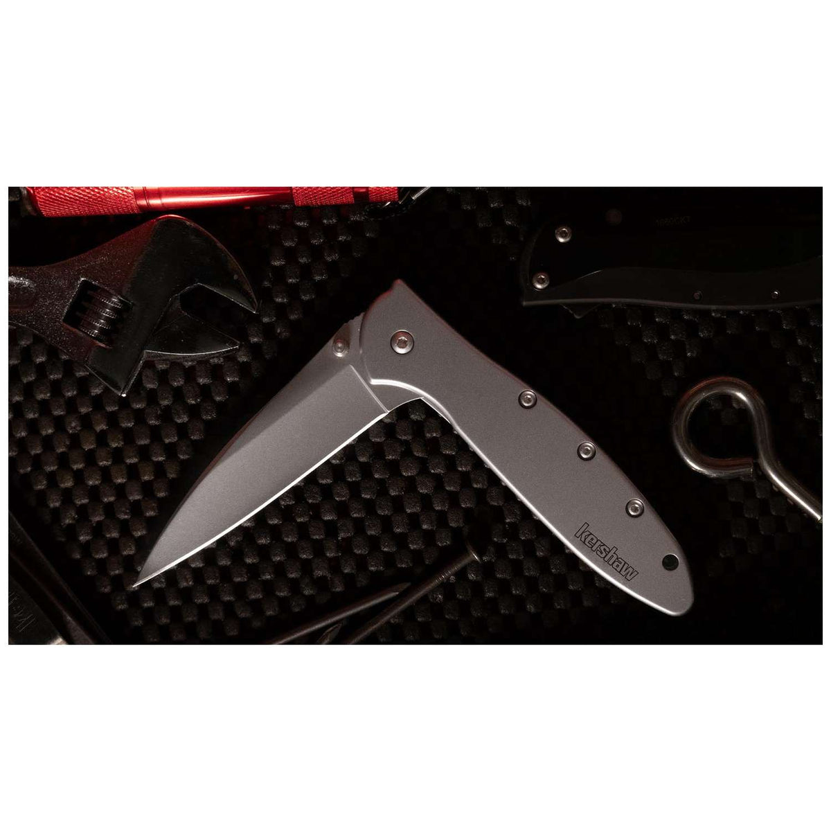 Kershaw Leek Bead-Blasted Pocket Knife 8 cm Silver Handle 85 gr 1660