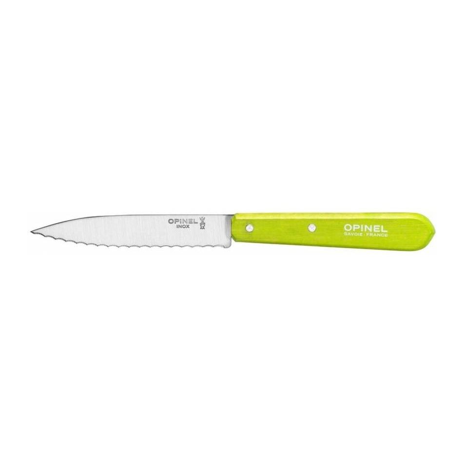 Opinel Serrated Utility Knife 10 cm Green Wooden Handle No 113 Les Essentiels 001920