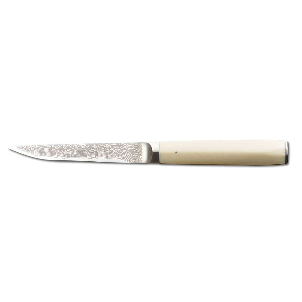 Tojiro Damascus Steak Knife 8 cm White Micarta Wakisashi Handle FD-1003