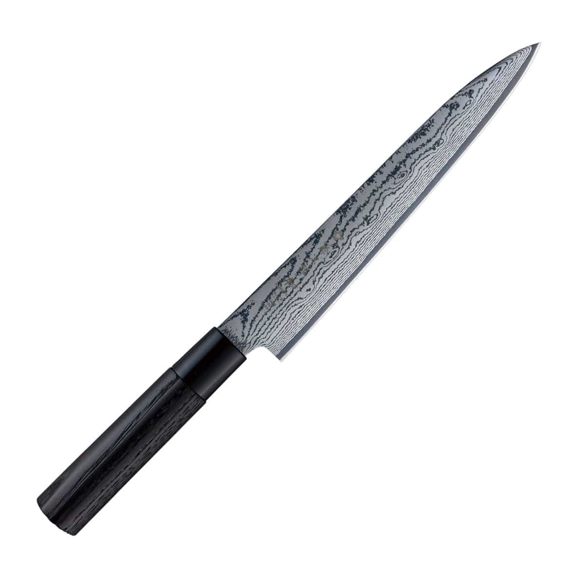 Tojiro Damascus Slicing Knife 21 cm Chestnut Handle Shippu Black FD-1599