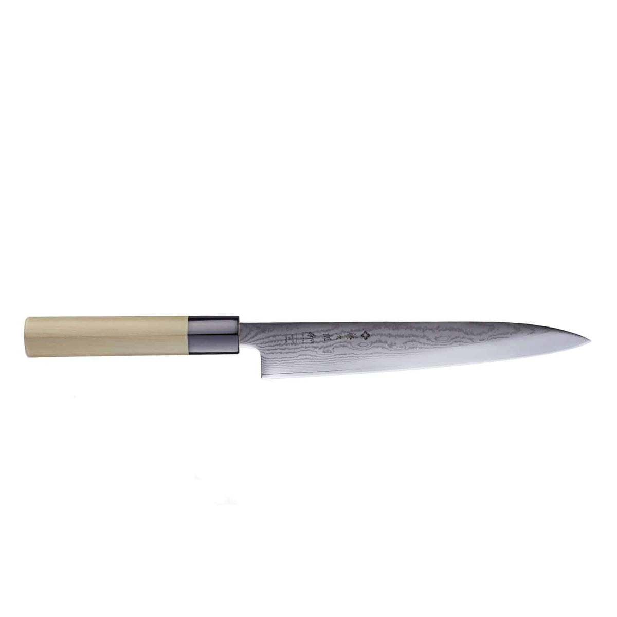 Tojiro Damascus Slicing Knife 21 cm Magnolia Handle Shippu White FD-599