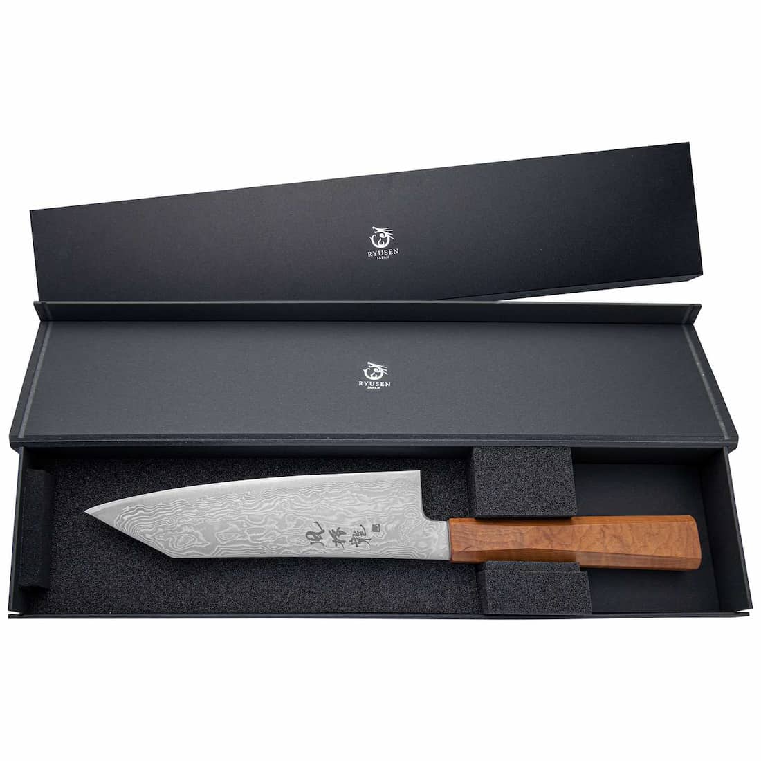 Ryusen Damascus Chef's Knife 21 cm Maple Handle Fukaku Ryu FK-302