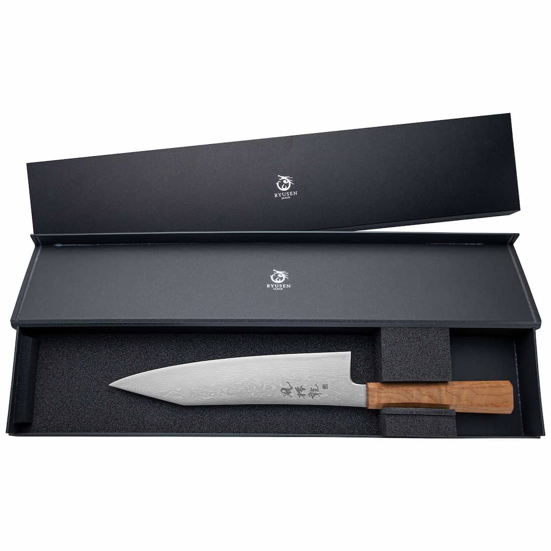 Ryusen Damascus Santoku Knife 17 cm Maple Handle Fukaku Ryu FK-303