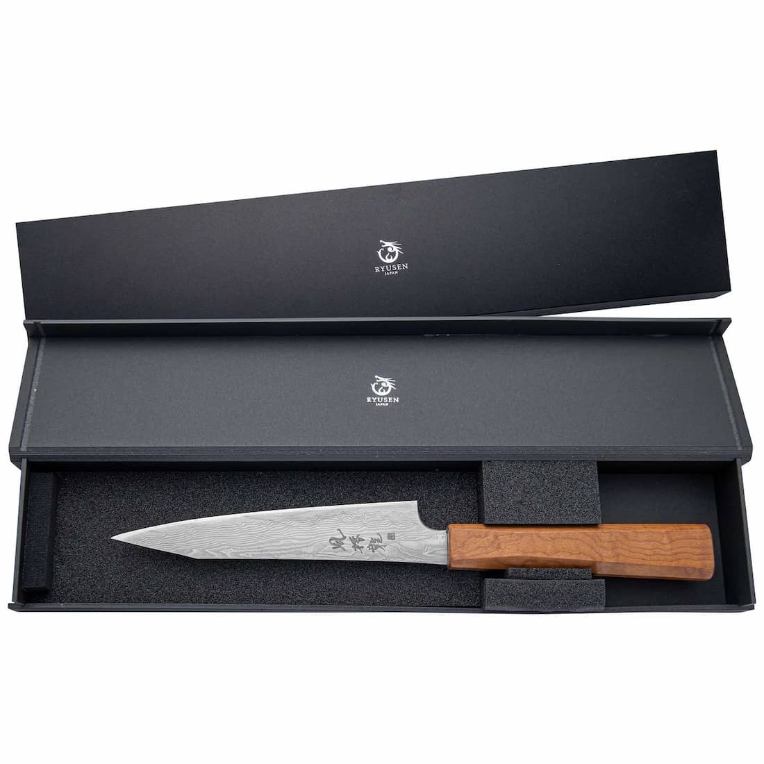Ryusen Damascus Utility Knife 13.5 cm Maple Handle Fukaku Ryu FK-305
