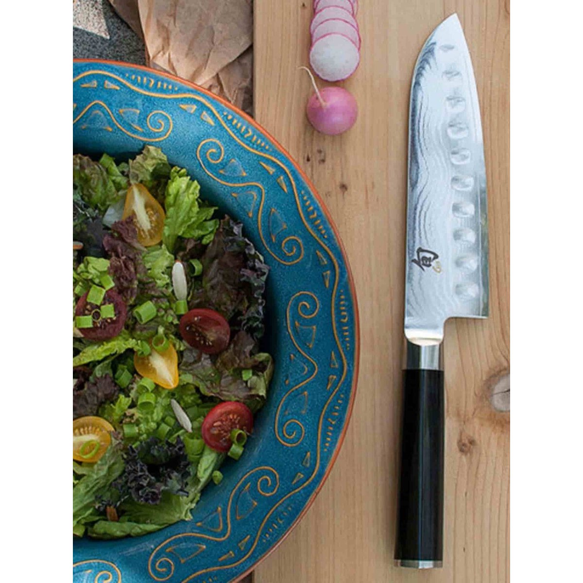 KAI Hollow Edge Damascus Santoku Knife 18 cm Shun DM-0718