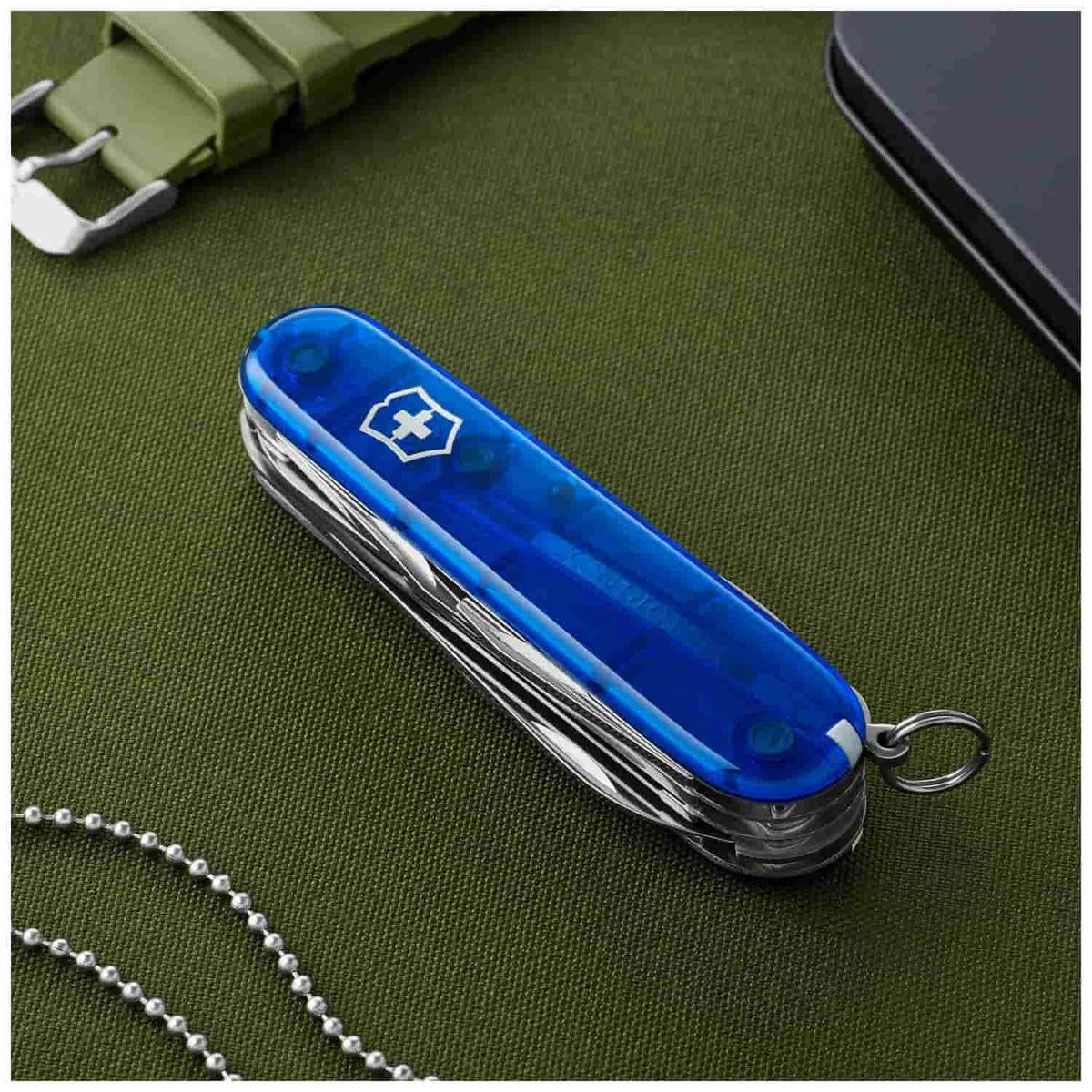 Victorinox Huntsman Swiss Army Knife 91 mm 15 Functions Blue Transparent 1.3713.T2