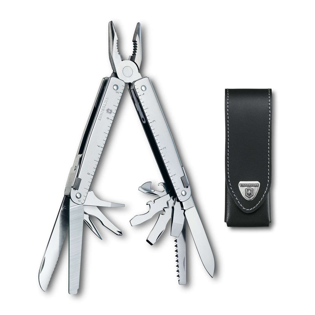 Victorinox Swiss Tool Swiss Army Multitool 115 mm 26 Functions Silver In Belt Pouch 3.0323.L