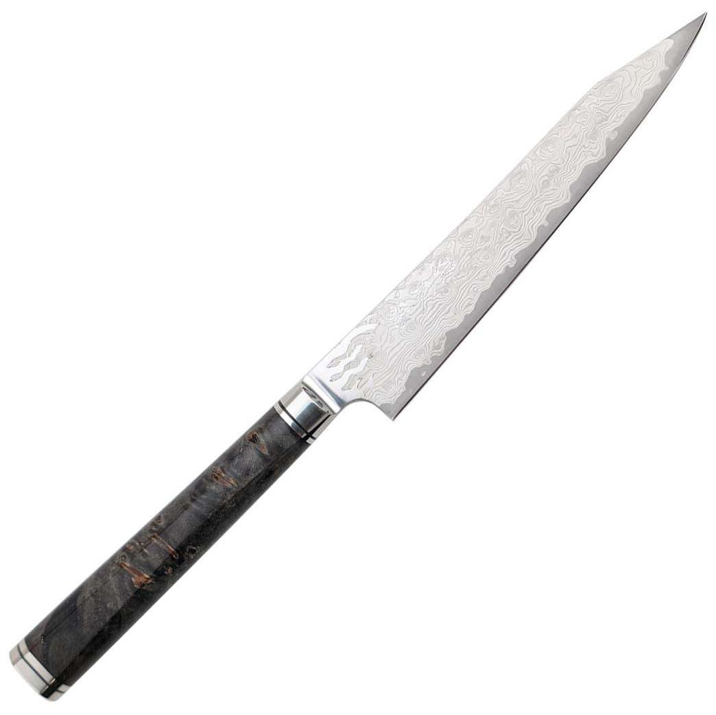 Ryusen Damascus Utility Knife 13.5 cm Poplar Handle Oukokuryu MT OK-205