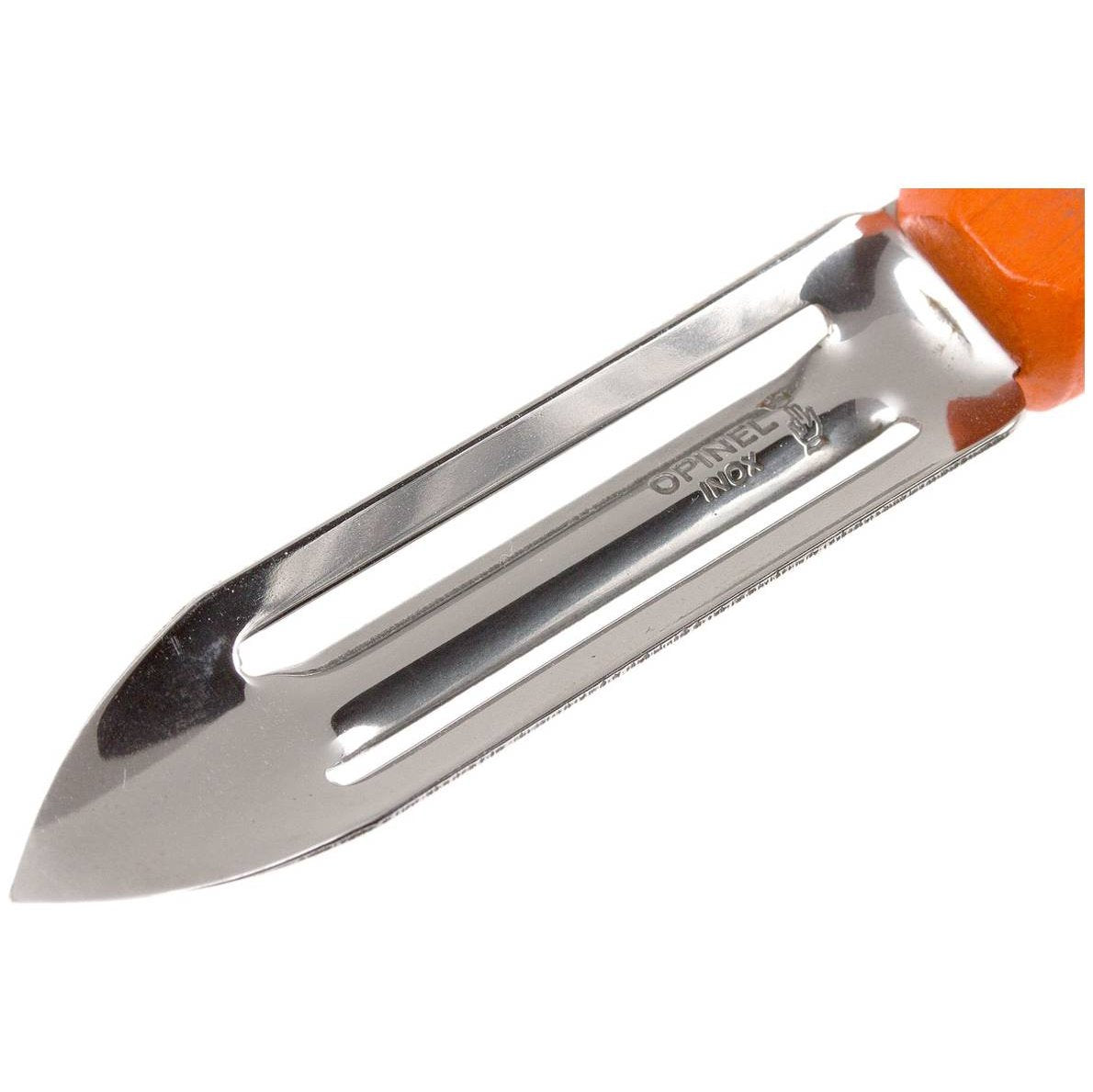 Opinel Stainless Steel Peeler 6 cm With Orange Wooden Handle No 115 Les Essentiels 001931