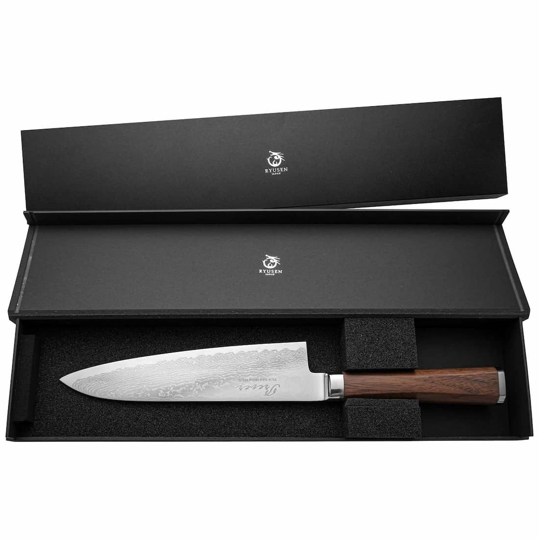 Ryusen Damascus Chef's Knife 24 cm Walnut Handle Prever PV-101