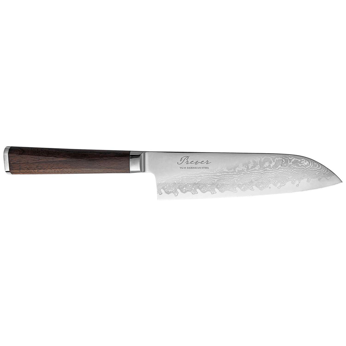 Ryusen Damascus Santoku Knife 18 cm Walnut Handle Prever PV-103