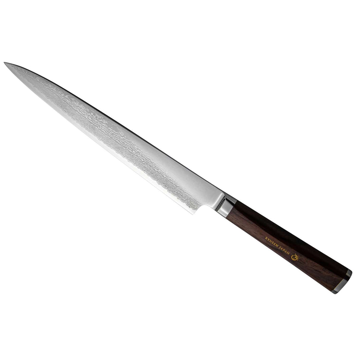 Ryusen Damascus Slicing Knife 24 cm Walnut Handle Prever PV-107