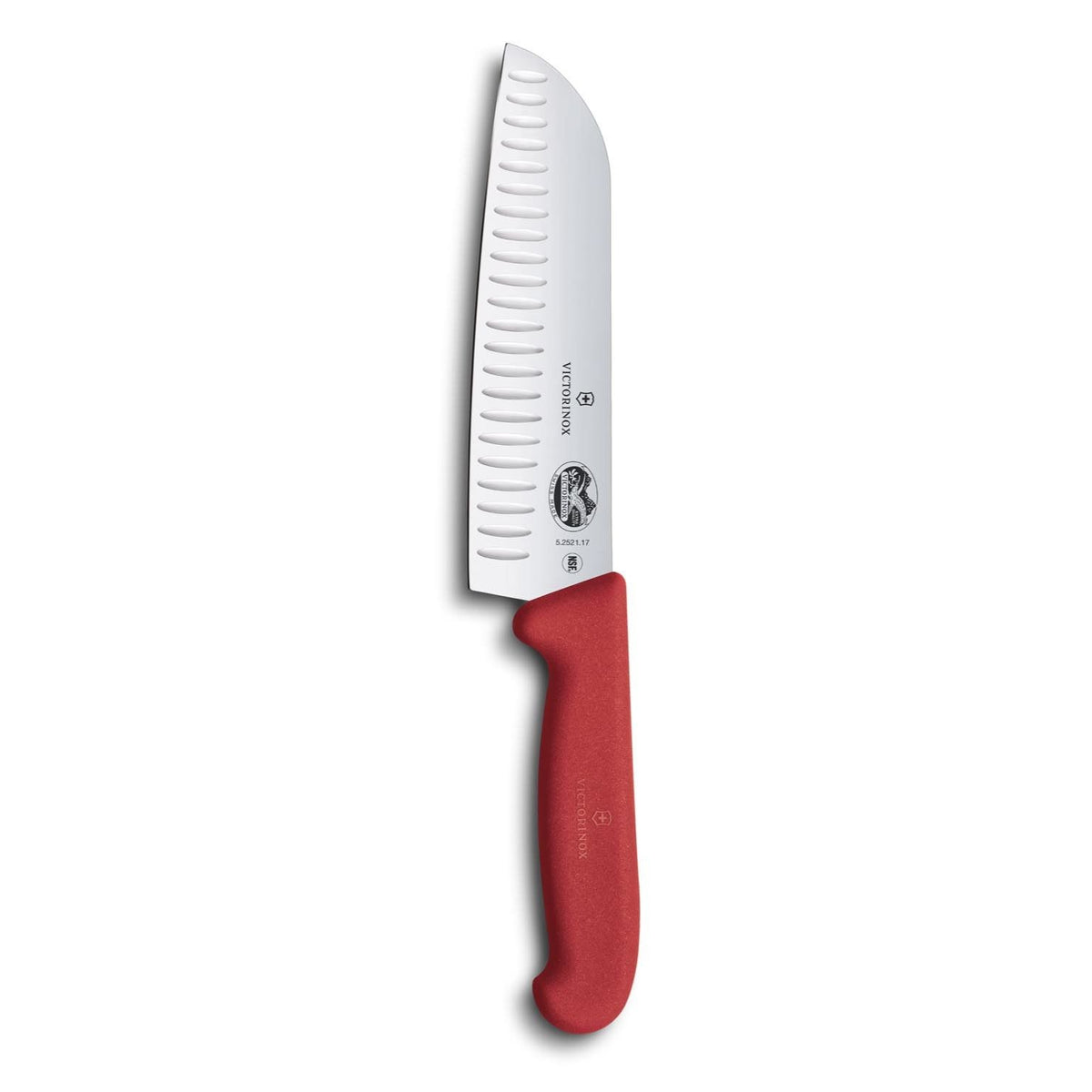 Victorinox Hollow Edge Santoku Knife 17 cm Red Handle Fibrox 5.2521.17B
