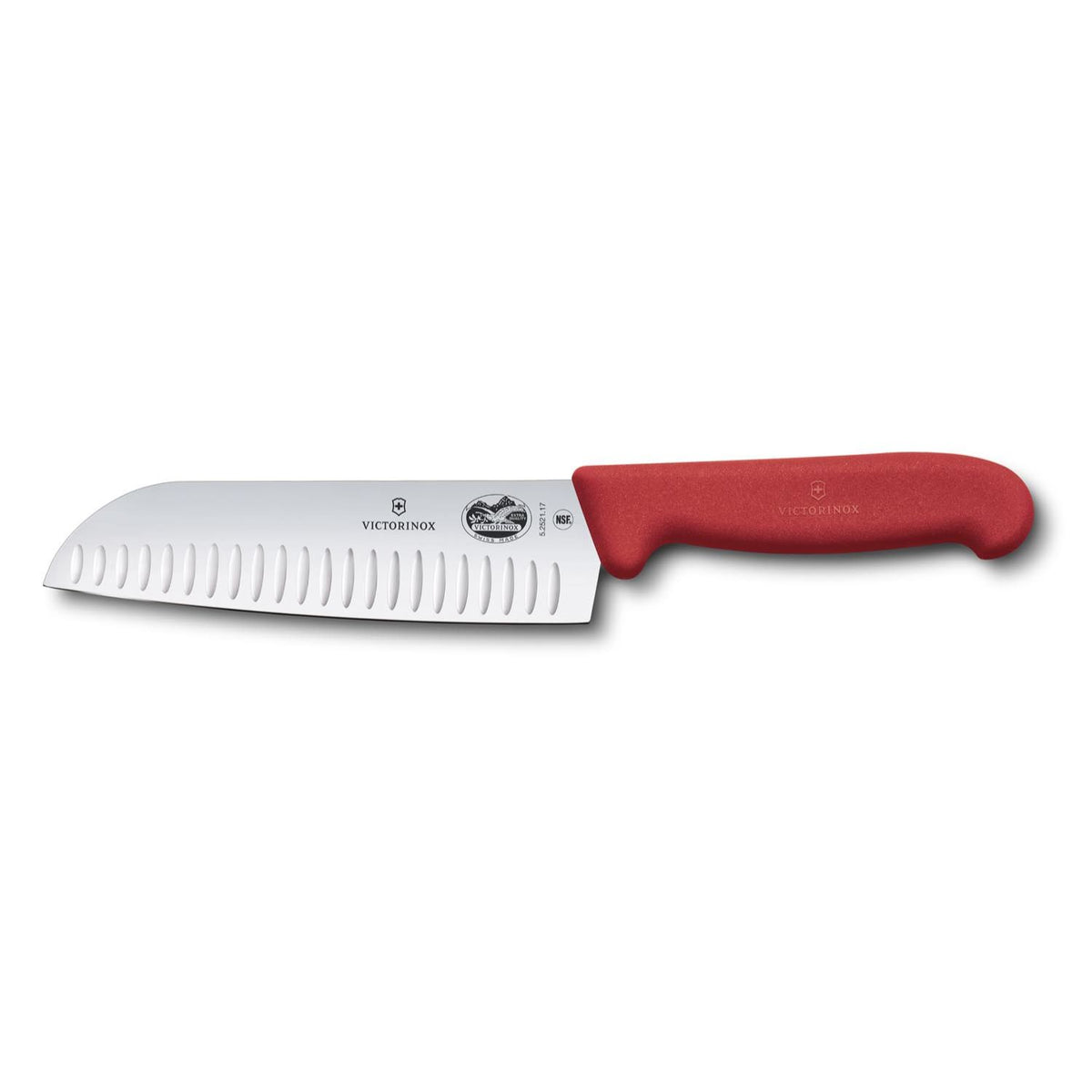 Victorinox Hollow Edge Santoku Knife 17 cm Red Handle Fibrox 5.2521.17B
