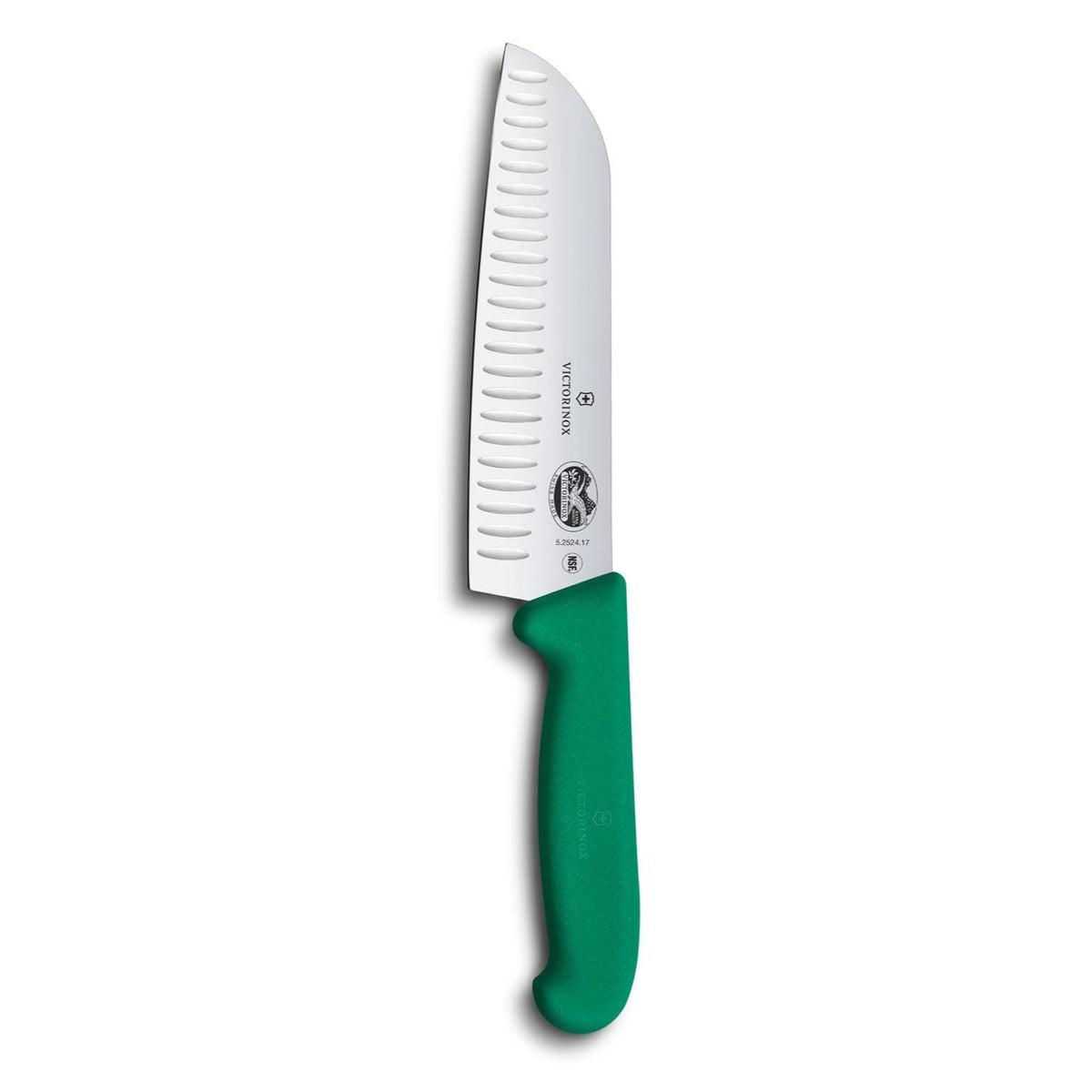 Victorinox Hollow Edge Santoku Knife 17 cm Green Handle Fibrox 5.2524.17B